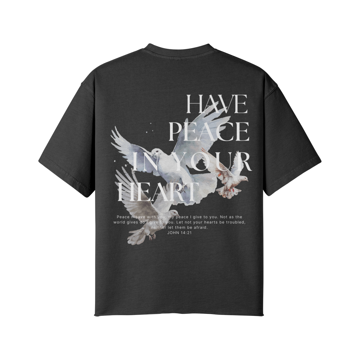 HAVE PEACE IN YOUR HEART FADED RAW HEM T-SHIRT