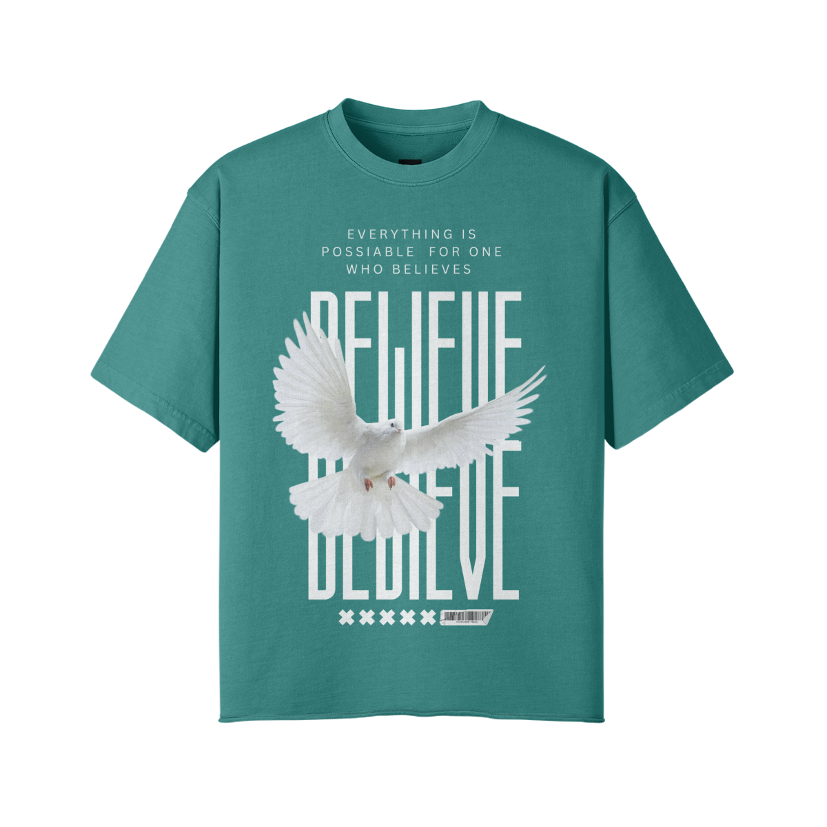 BELIEVE Faded Raw Hem T-shirt