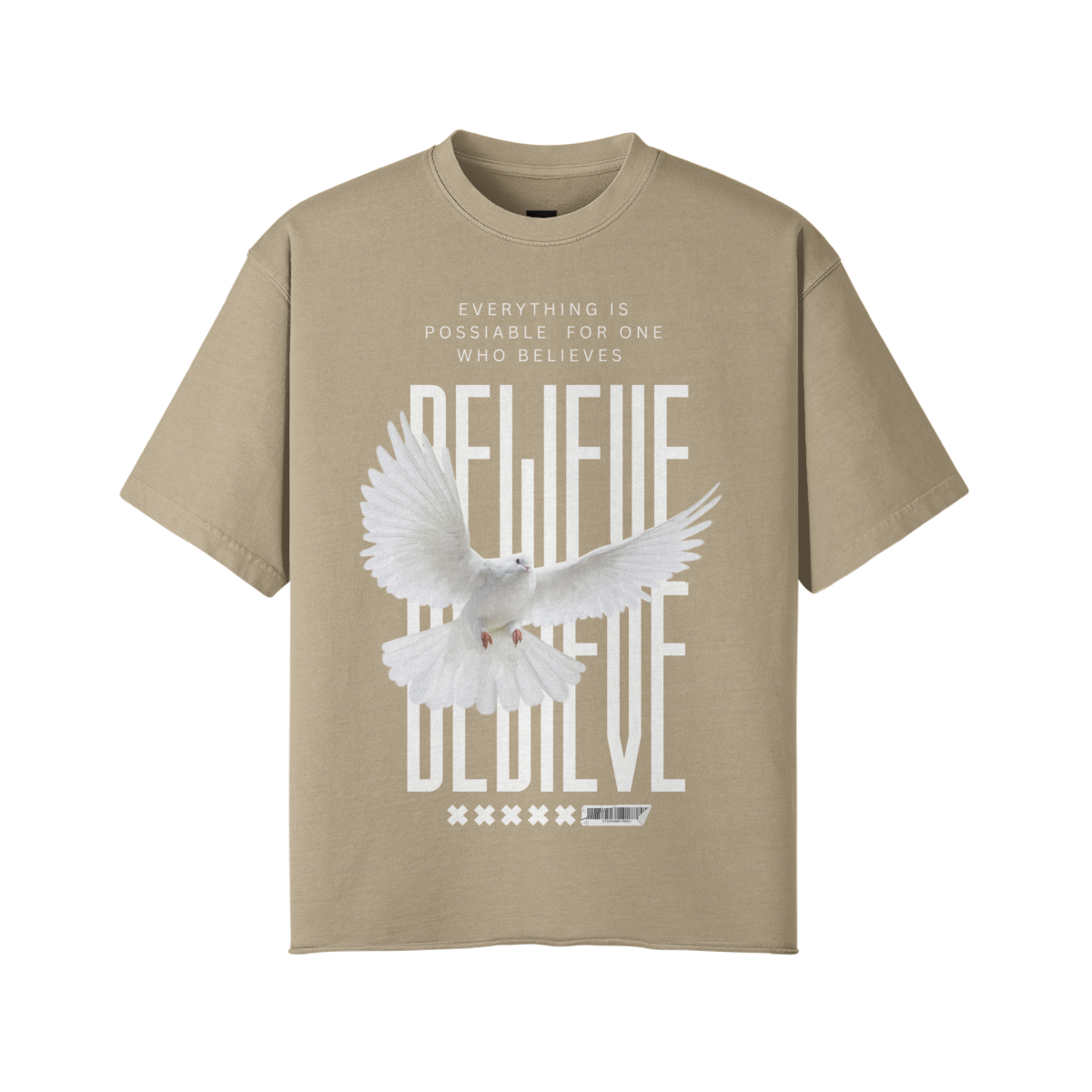 BELIEVE Faded Raw Hem T-shirt