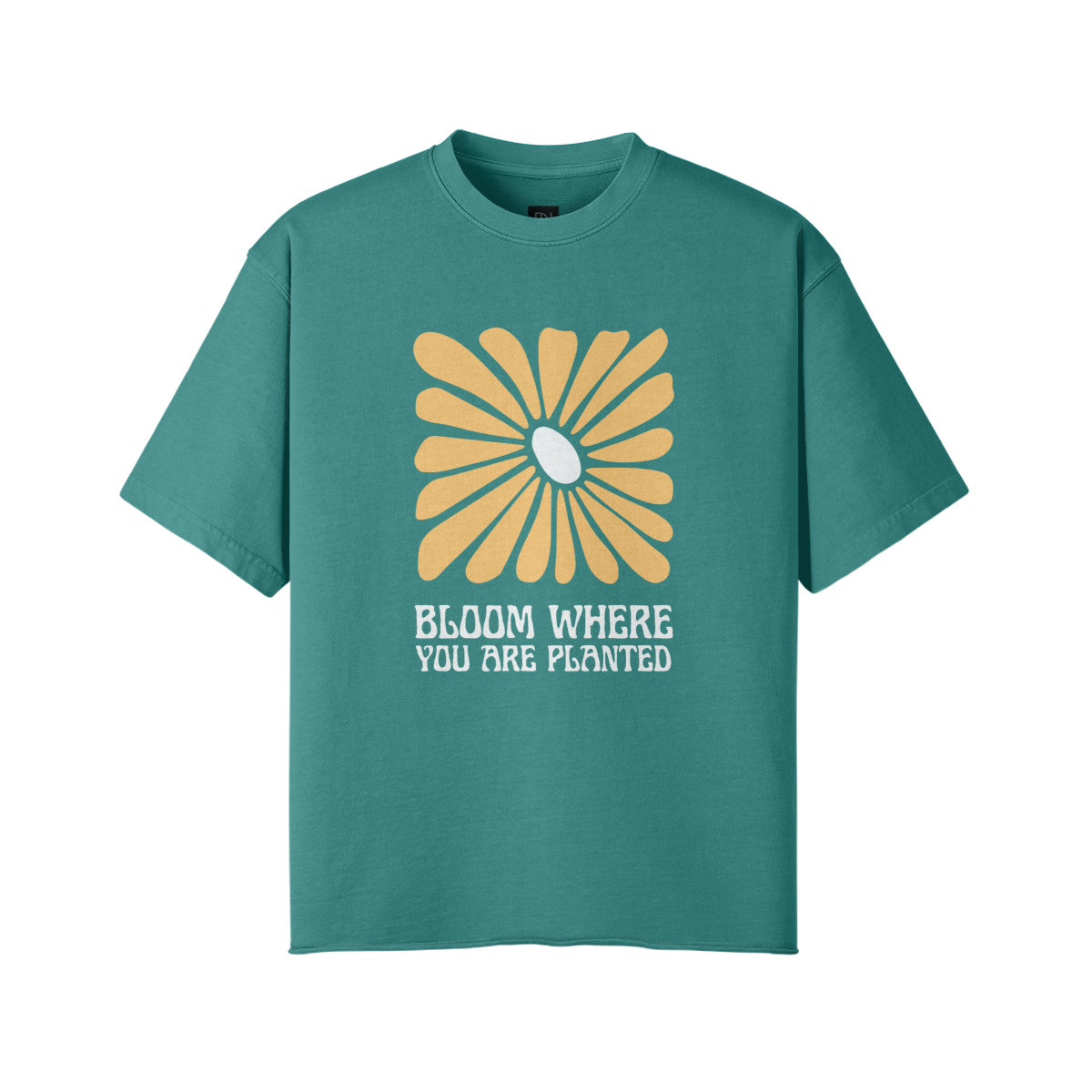 BLOOM WHERE YOU ARE PLANTED Faded Raw Hem T-shirt