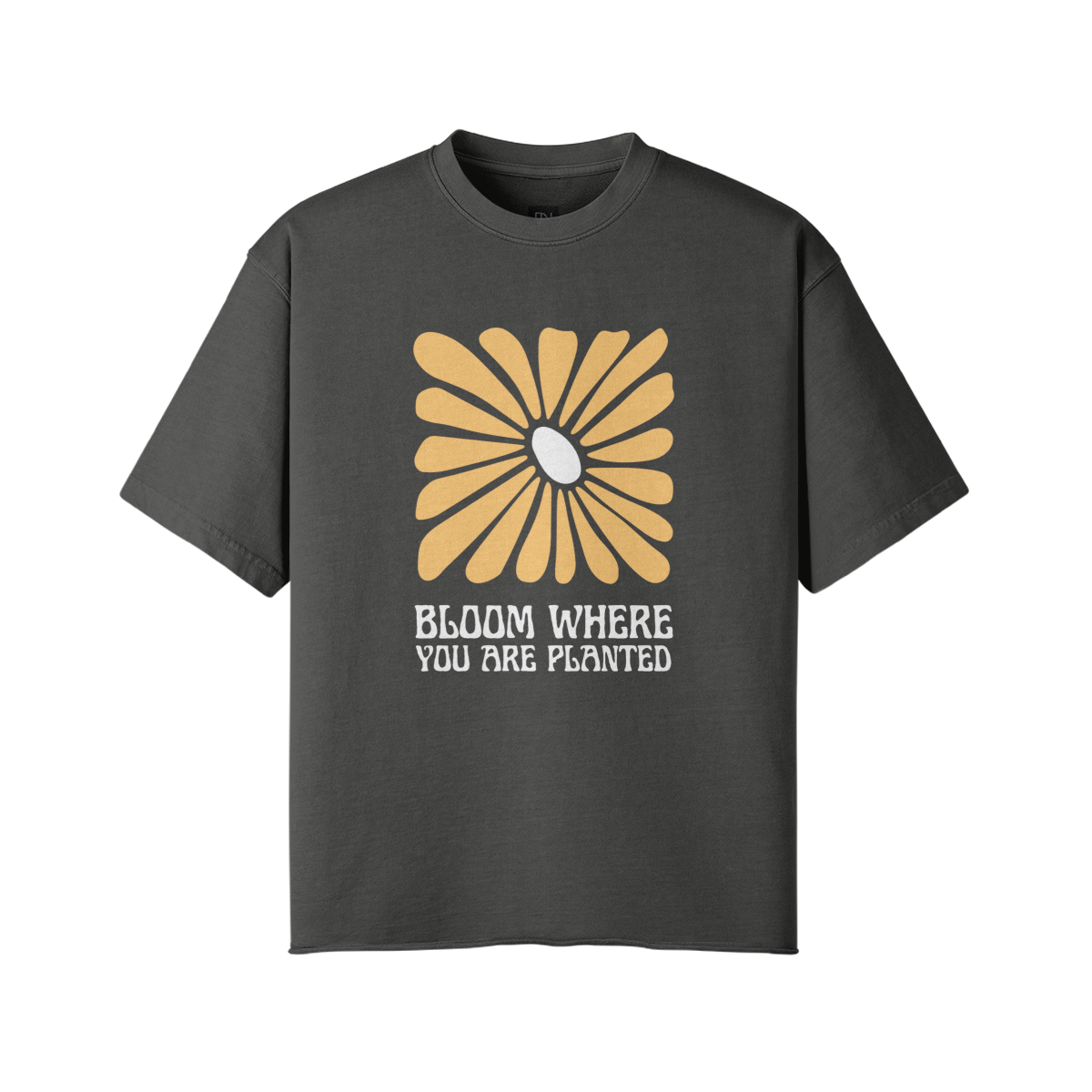 BLOOM WHERE YOU ARE PLANTED Faded Raw Hem T-shirt