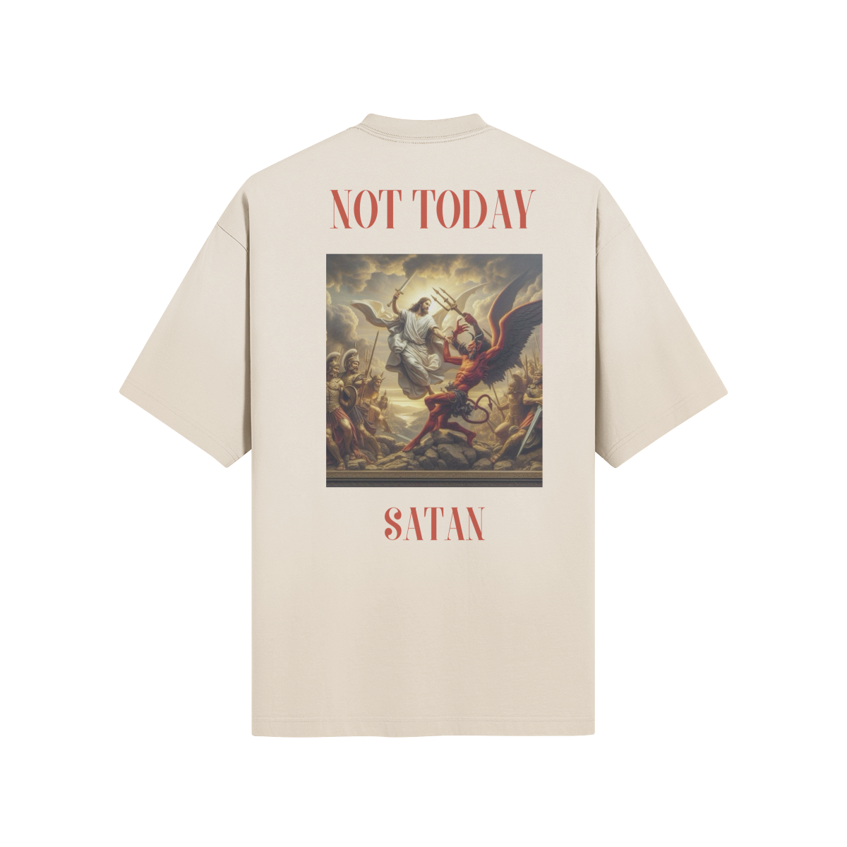 NOT TODAY SATAN - UNISEX BOXY  SUN FADED T-SHIRT