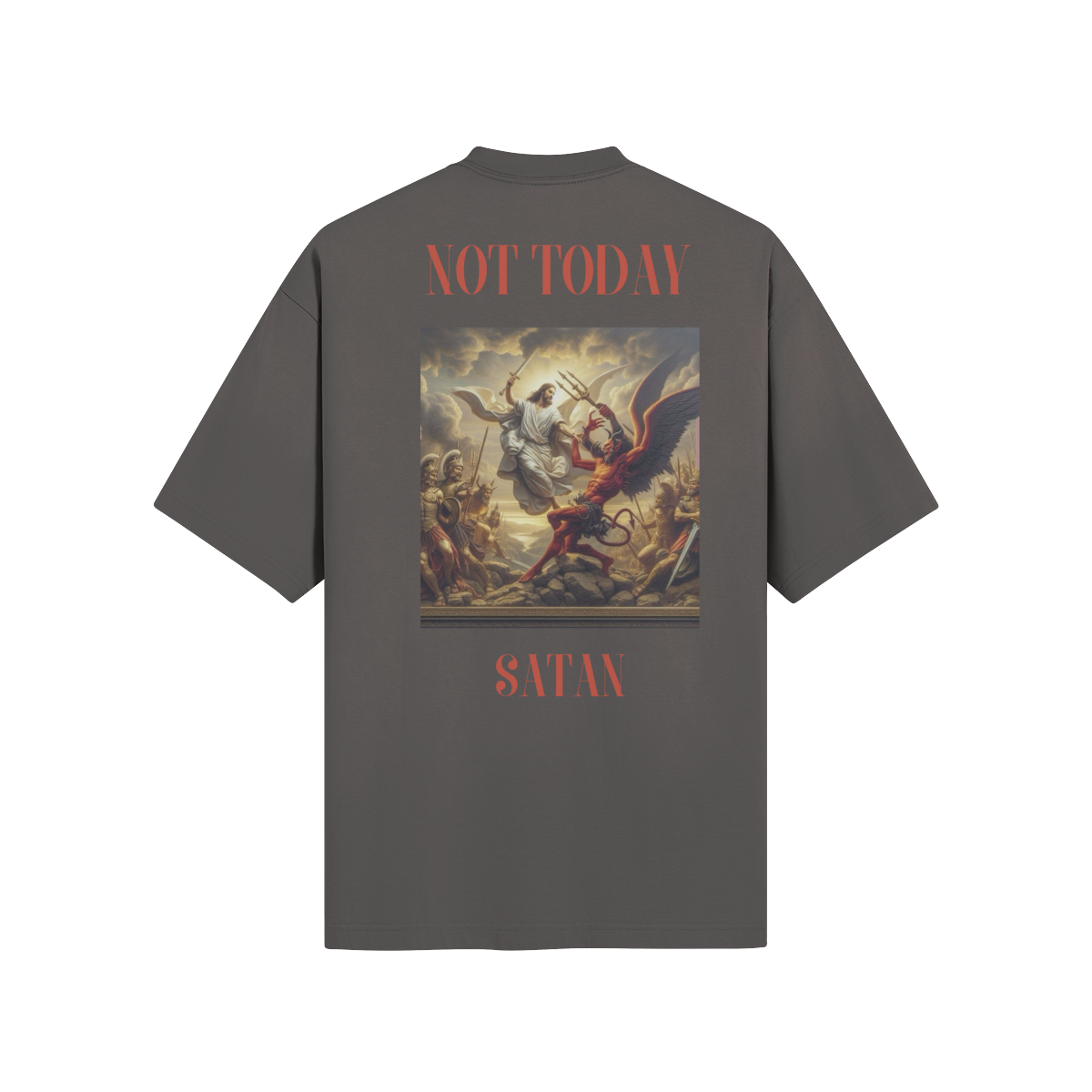 NOT TODAY SATAN - UNISEX BOXY  SUN FADED T-SHIRT