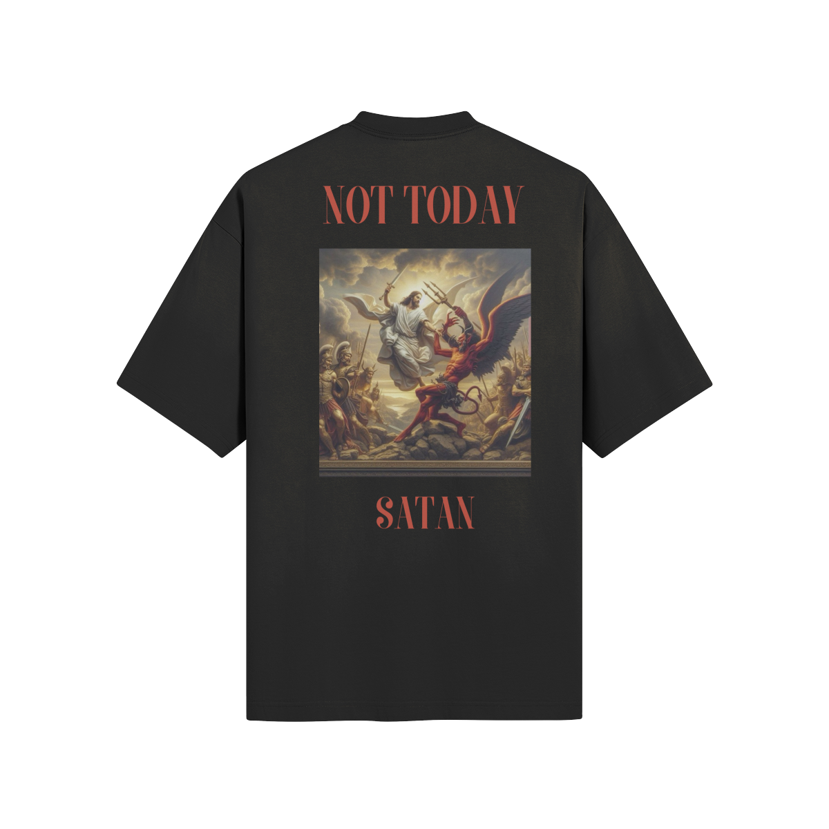 NOT TODAY SATAN - UNISEX BOXY  SUN FADED T-SHIRT